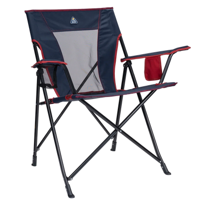 Telescoping Frame Comfort Quad Chair - Choice 989 - Pico Compact Folding Camp Chair with Carry Bag - Indigo/Red