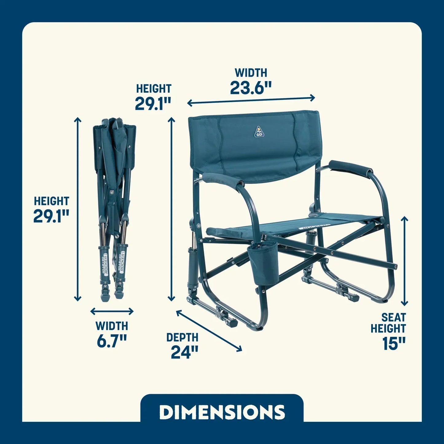 Smooth Motion Grab & Go Rocker - Choice 551 - RoadTrip Rocker Smooth Motion Camp Chair Detail