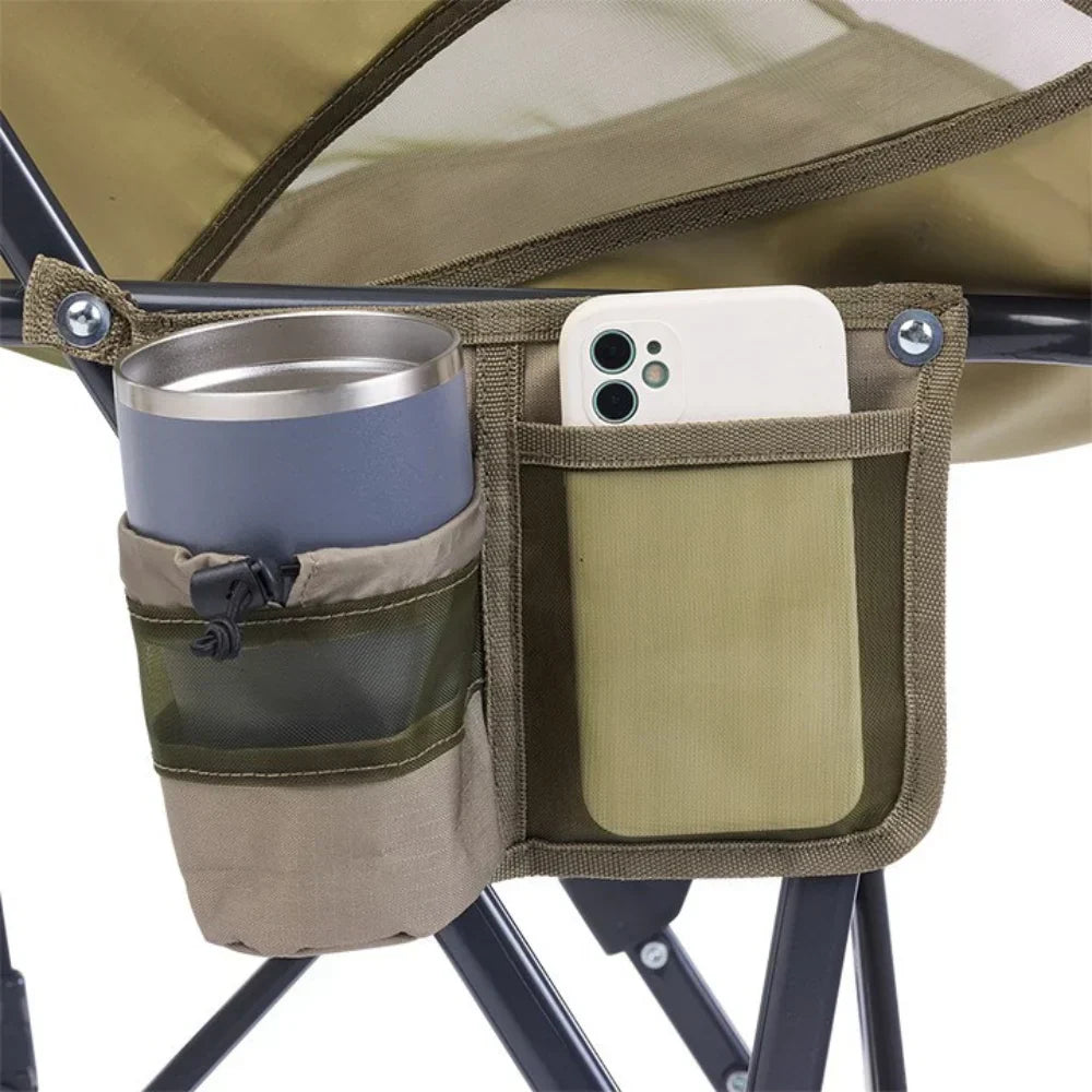 Patented Spring-Action Pod Rocker Elite - Choice 832 - Heavy-Duty Kickback Rocker with Beverage Holder Detail