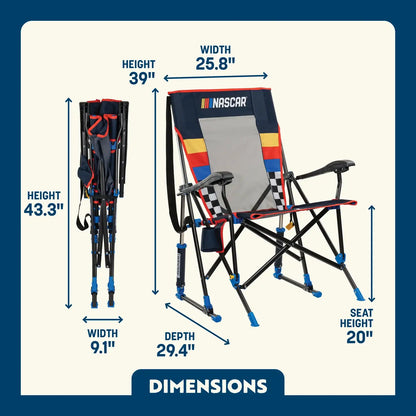 Premium All-Weather RoadTrip Rocker - NASCAR For Him - Choice 453 - Freestyle Rocker Portable Outdoor Folding Chair Detail