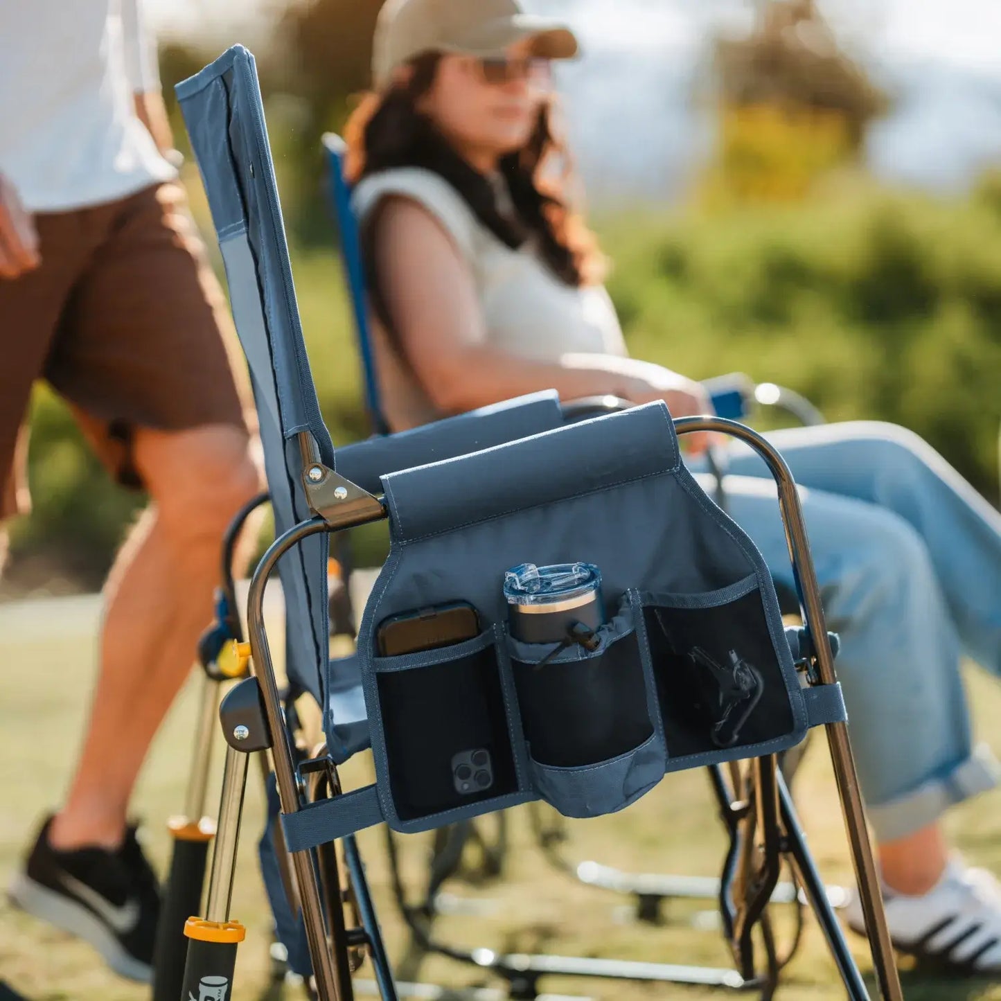 Premium All-Weather Stowaway Rocker - Choice 794 - Heavy-Duty Kickback Rocker with Beverage Holder Detail
