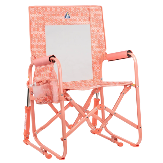 Premium All-Weather Stowaway Rocker - Choice 794 - Heavy-Duty Kickback Rocker with Beverage Holder - Coral Mosaic