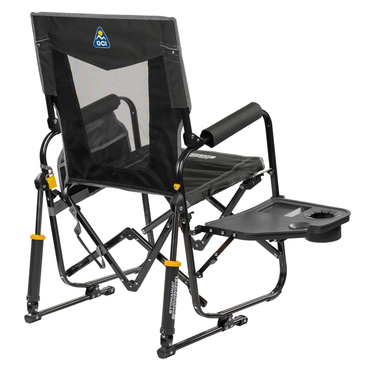 Heavy-Duty Freestyle Stowaway Rocker with Side Table - Choice 253 - Freestyle Rocker Portable Outdoor Folding Chair Detail