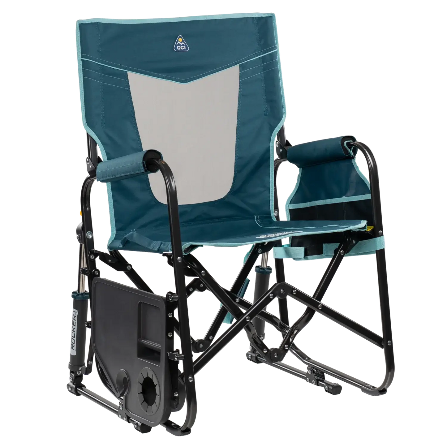 Heavy-Duty Freestyle Stowaway Rocker with Side Table - Choice 253 - Freestyle Rocker Portable Outdoor Folding Chair Detail