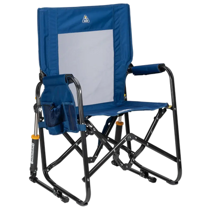 Premium All-Weather Stowaway Rocker - Choice 794 - Heavy-Duty Kickback Rocker with Beverage Holder - Soft Navy